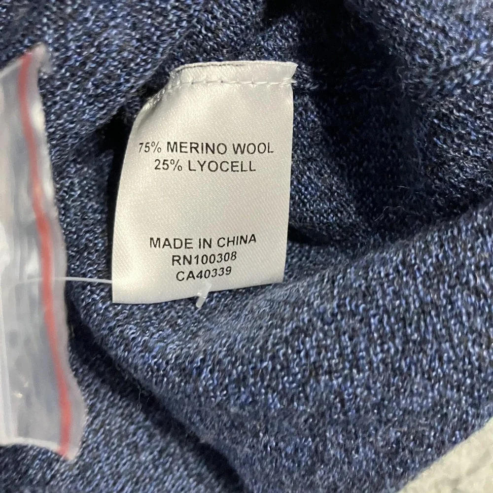 Peter Millar Sweater Mens 2XL Blue Quarter Zip Mock‎ Neck Merino Wool Pullover